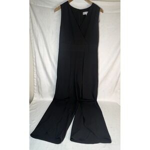 Emma Michele 1 Piece Sleeveless Jumpsuit Black Open Wide Leg Size 10 Dressy